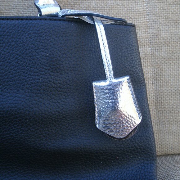 Black Nine West Tote Purse Faux Leather - Picture 13 of 16